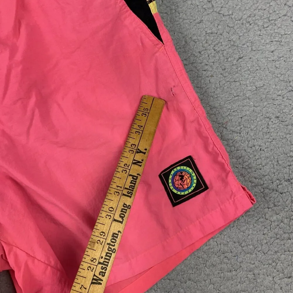 Ocean Pacific Men's Bathing Suit Swim Trunks One‎ Planet Pink Neon L 90s  Nylon